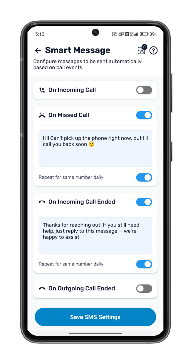 Smart Message Configuration